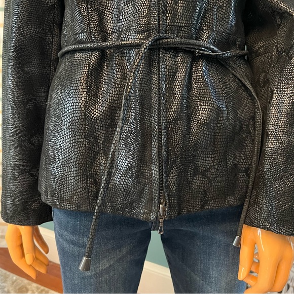 STEVE MADDEN Snakeskin Texture Genuine Leather Jacket - Picture 7 of 15